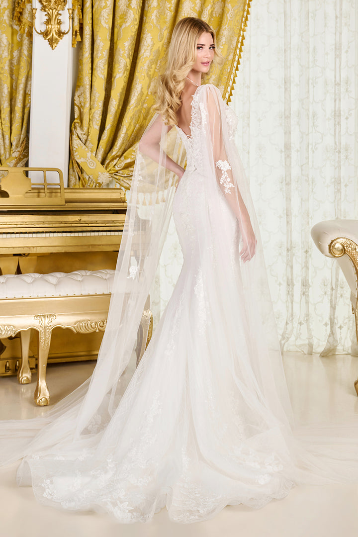 Fitted Cape Sleeve Bridal Gown by GLS Gloria GL3829