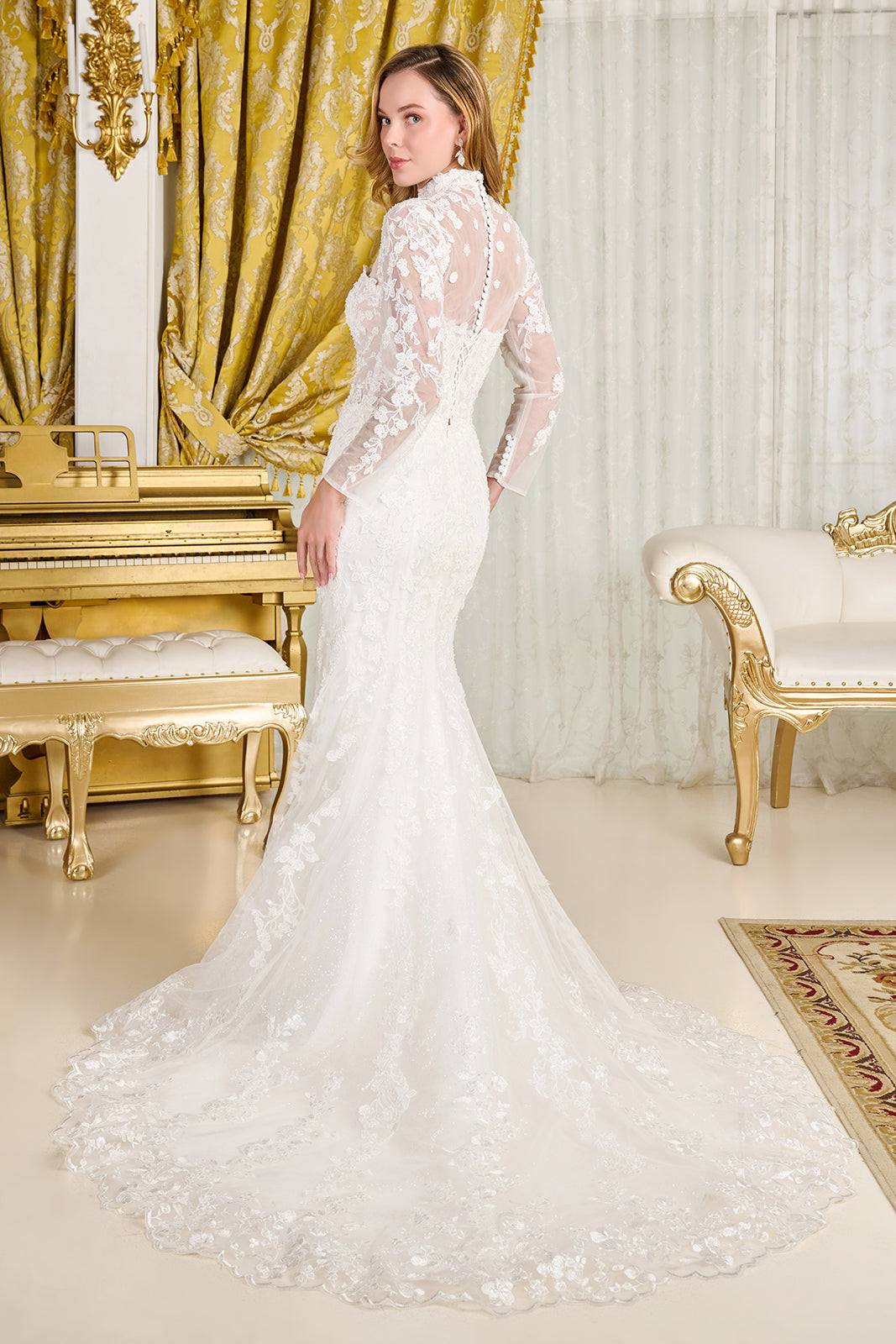 Strapless Long Sleeve Bridal Gown by GLS Gloria GL3830