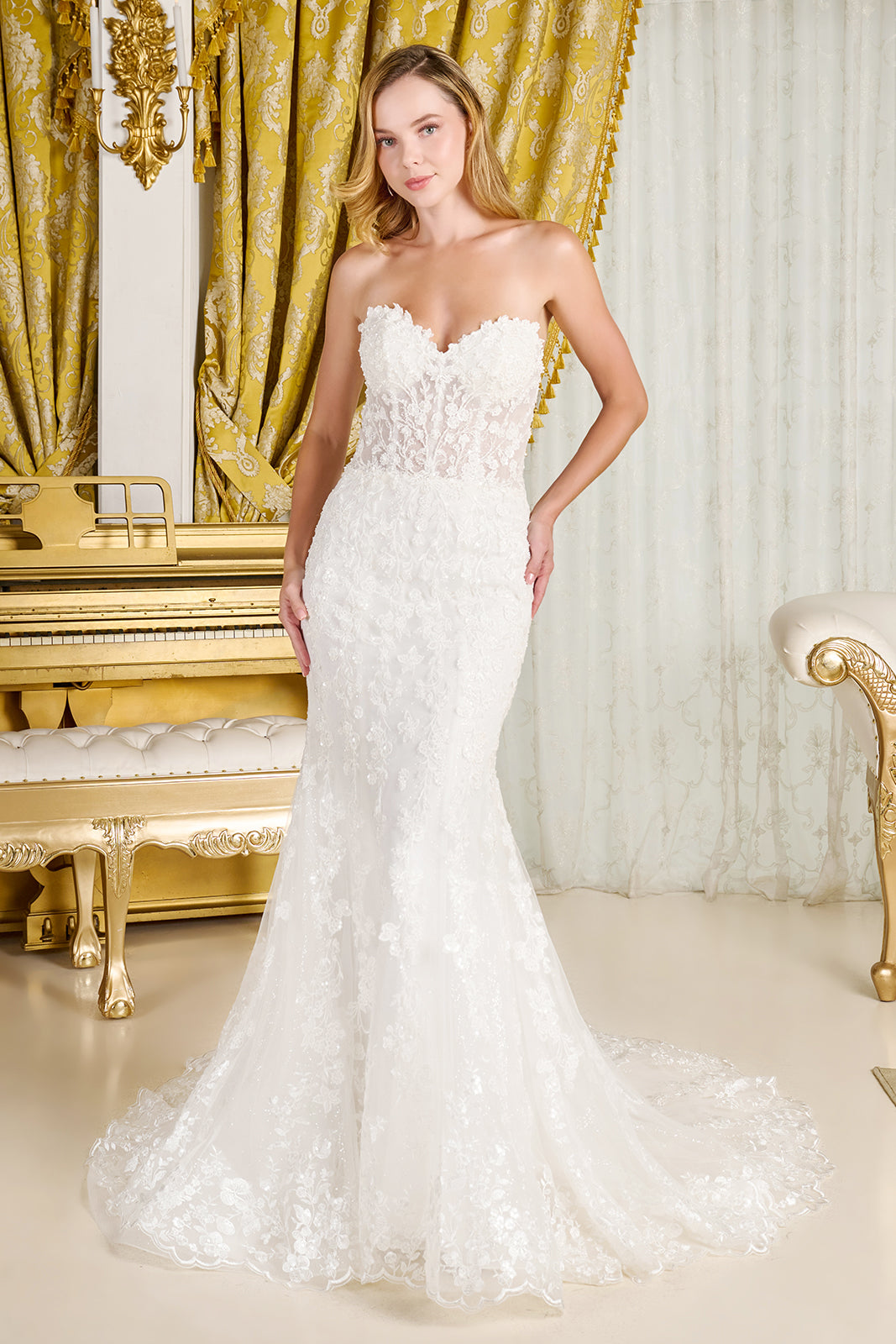 Strapless Long Sleeve Bridal Gown by GLS Gloria GL3830