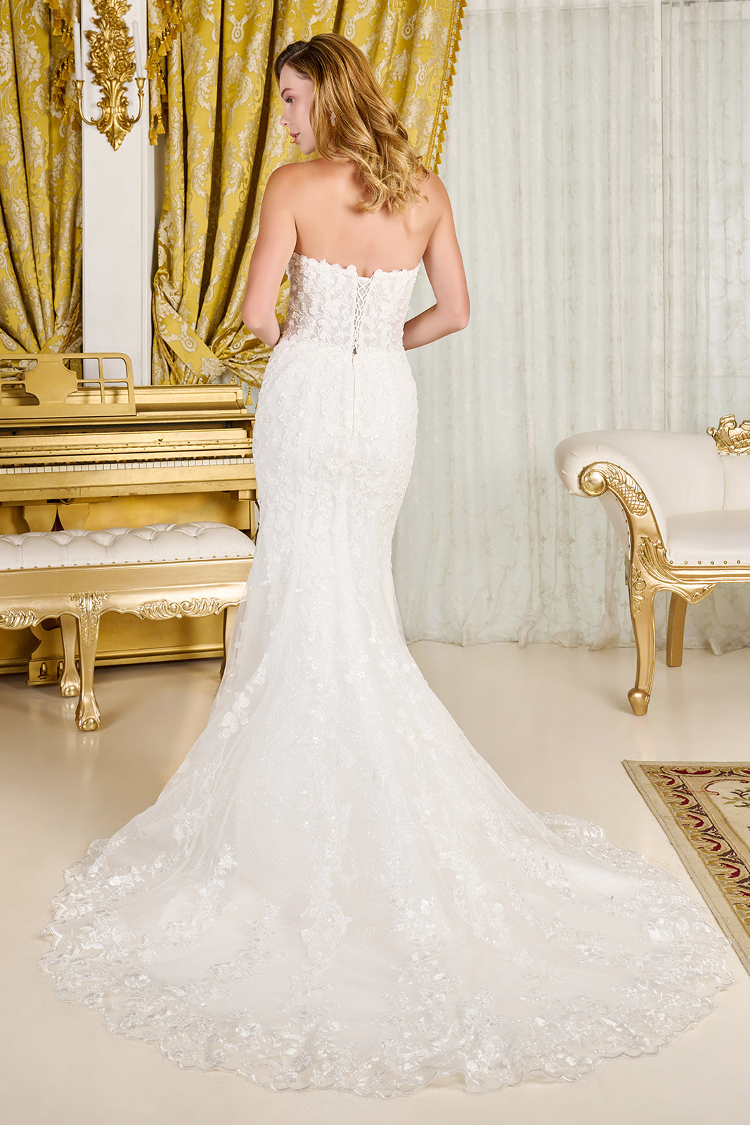 Strapless Long Sleeve Bridal Gown by GLS Gloria GL3830