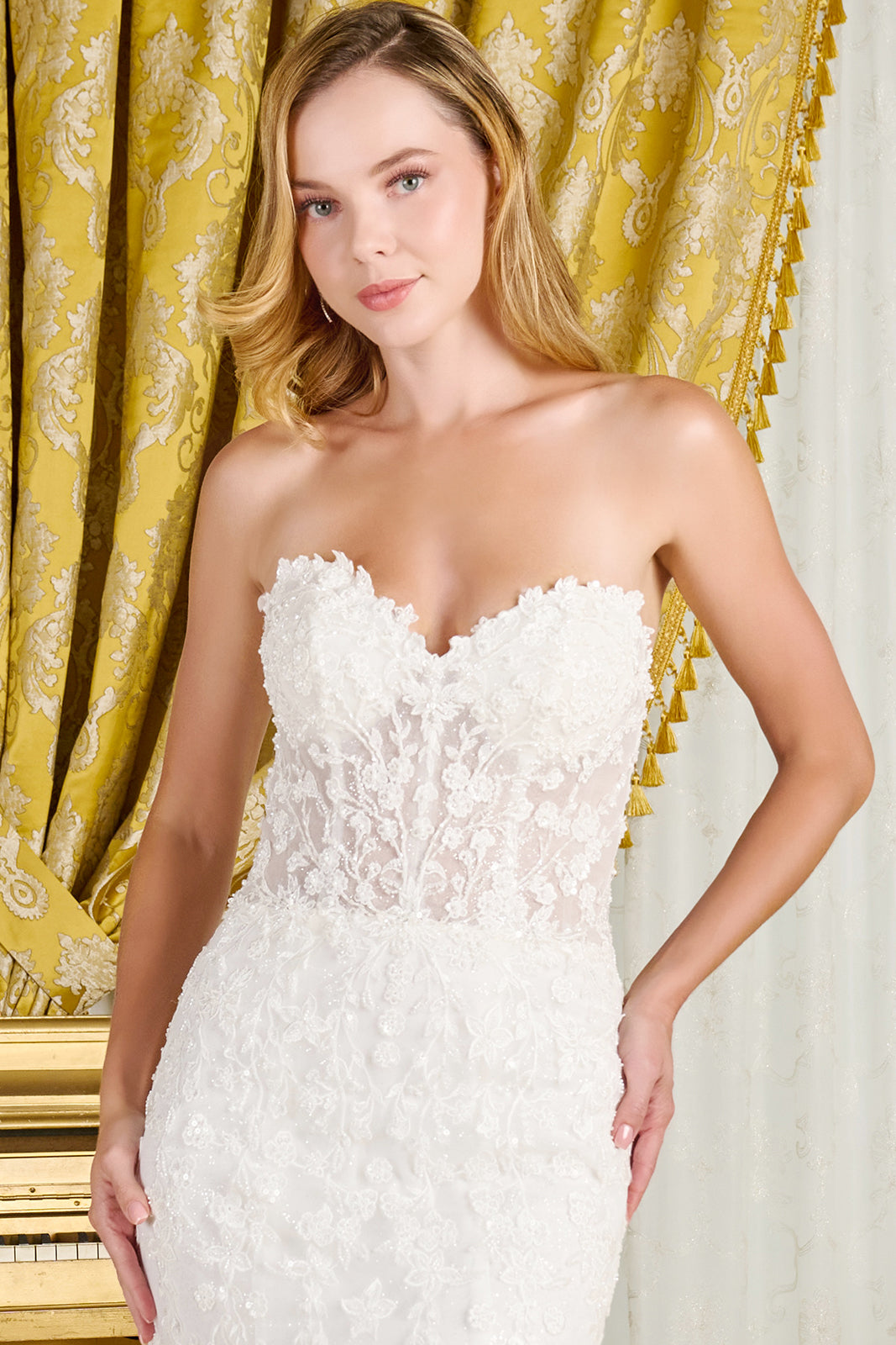 Strapless Long Sleeve Bridal Gown by GLS Gloria GL3830