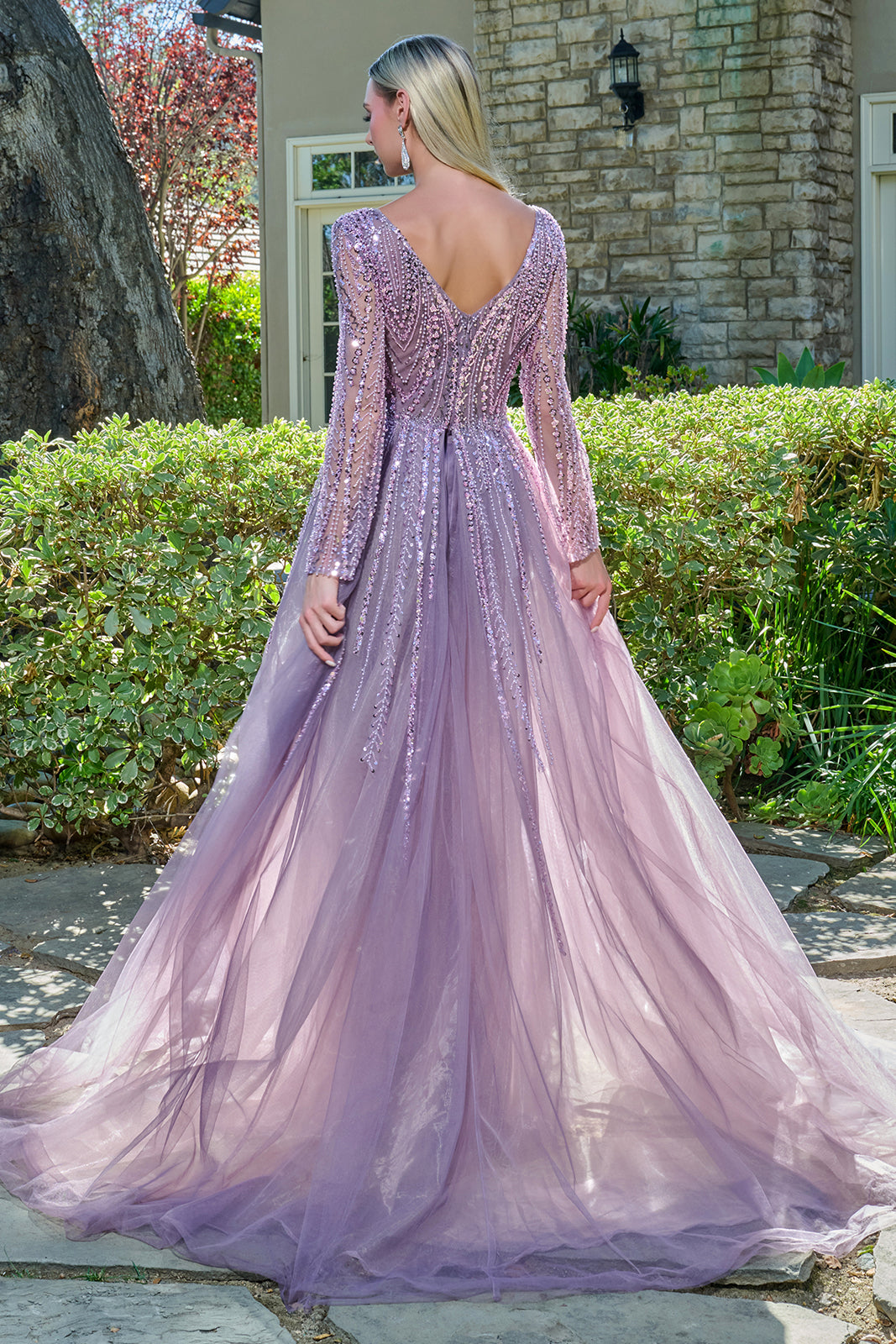 Long Sleeve Overskirt Gown by GLS Gloria GL3832