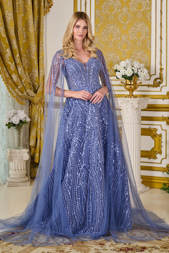 Cape Sleeve A-line Gown by GLS Gloria GL3833