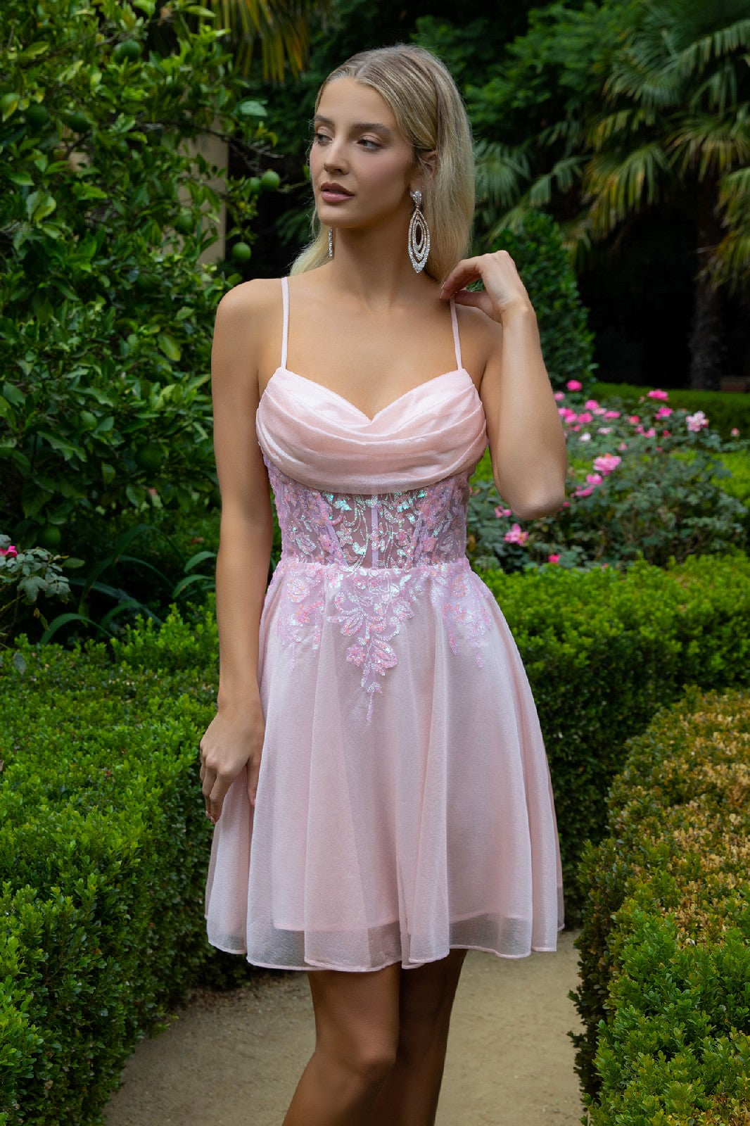Applique Short Sleeveless Dress by Elizabeth K GS3507