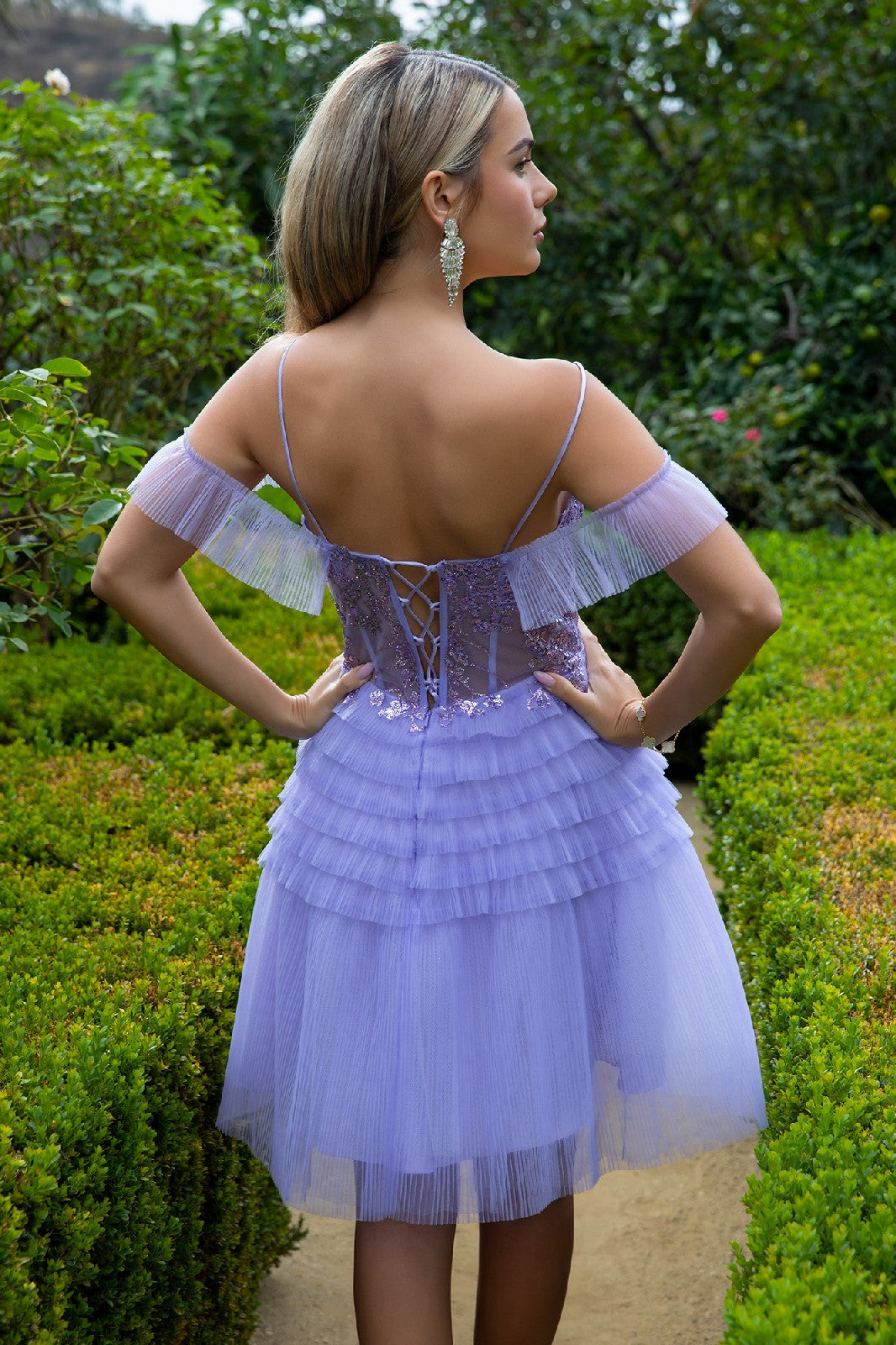 Short Off Shoulder Tiered Dress by Elizabeth K GS3511