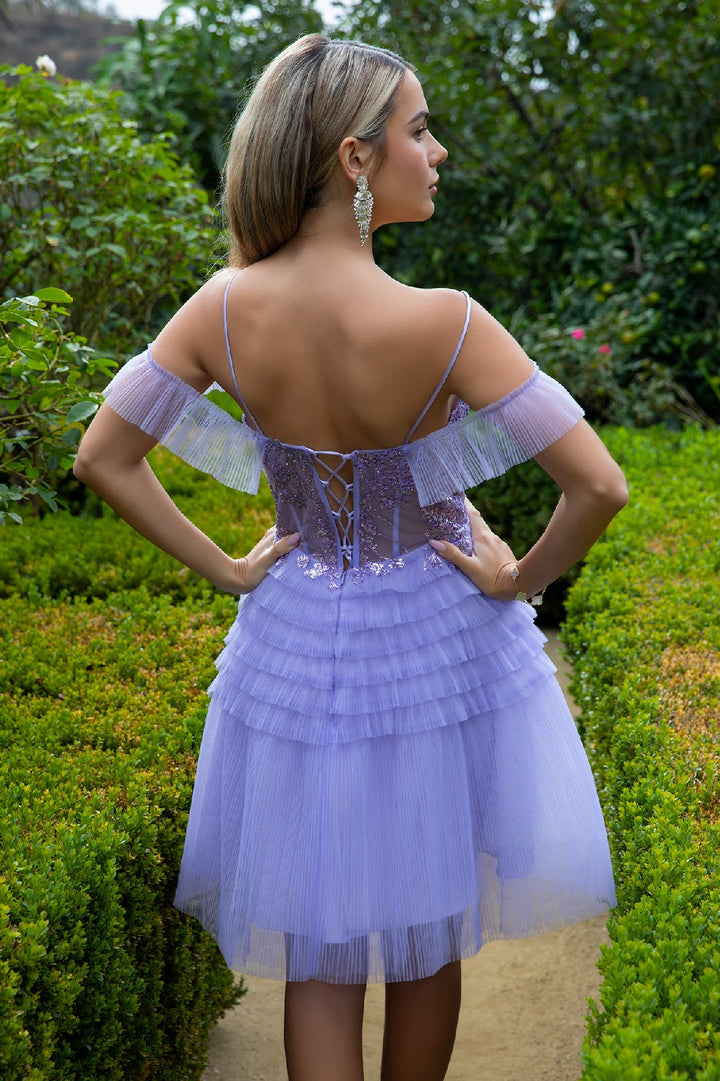 Short Off Shoulder Tiered Dress by Elizabeth K GS3511