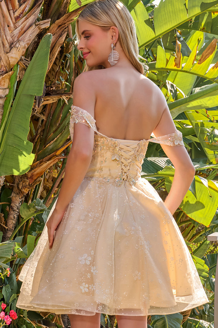 Glitter Short Off Shoulder Dress by Elizabeth K GS3685