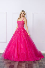Sequin Applique Sleeveless Ball Gown by Nox Anabel H1271