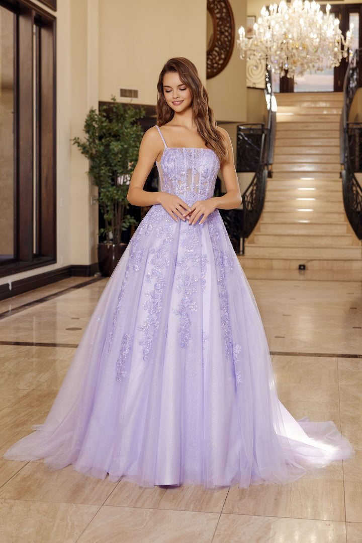 Applique Sleeveless Ball Gown by Nox Anabel H1880