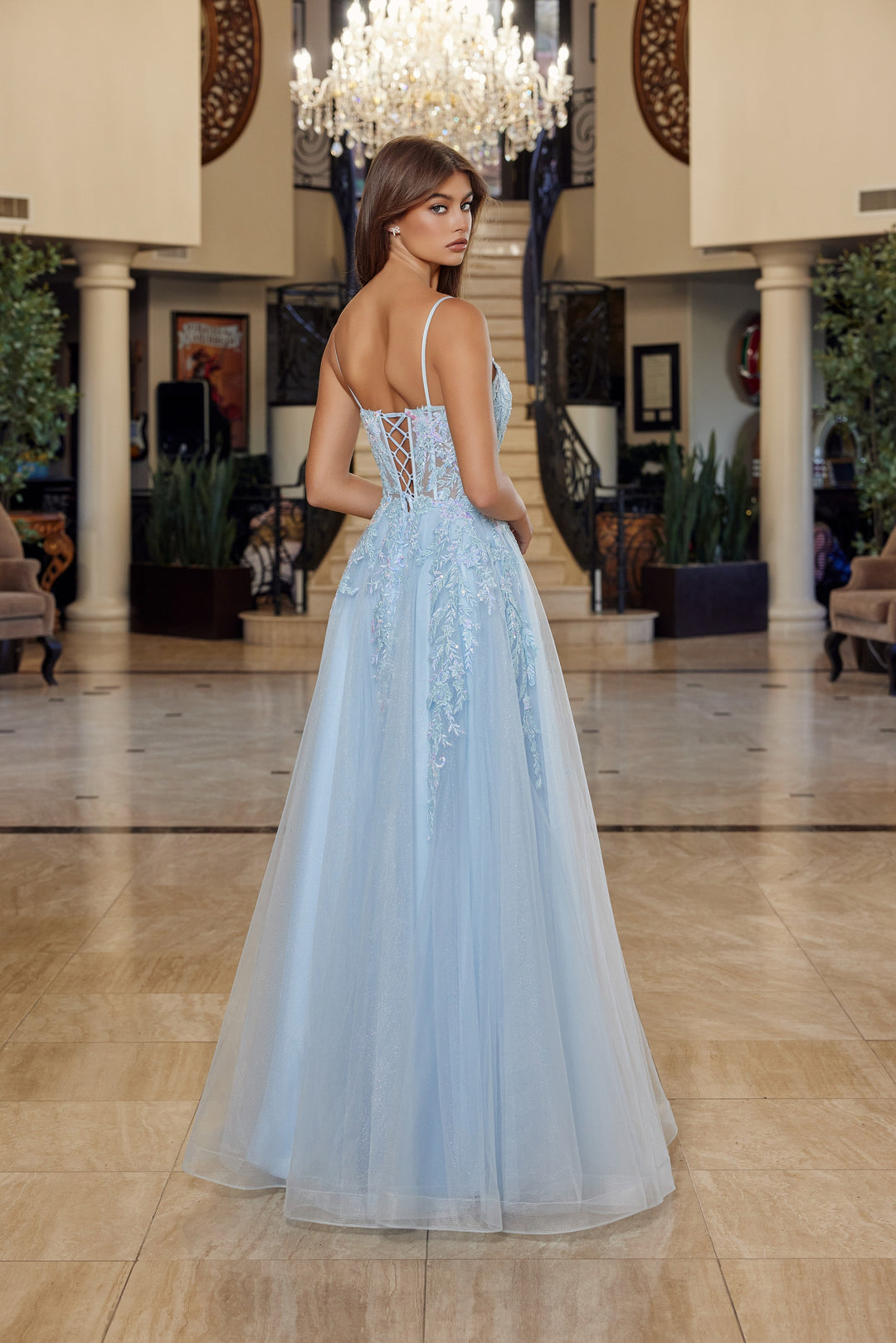 Applique Sleeveless A-line Gown by Nox Anabel H1886