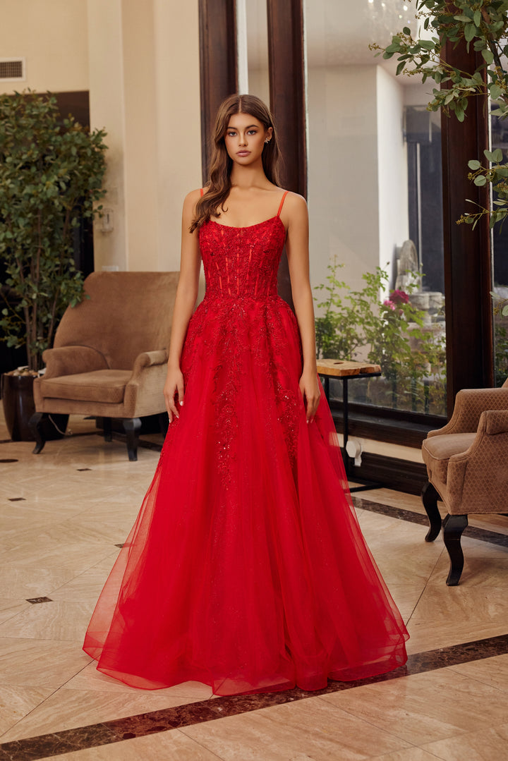 Applique Sleeveless A-line Gown by Nox Anabel H1886