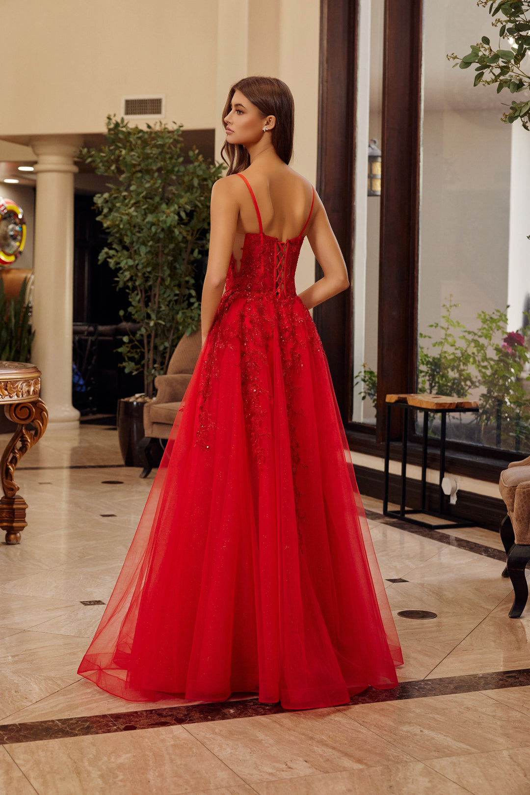 Applique Sleeveless A-line Gown by Nox Anabel H1886