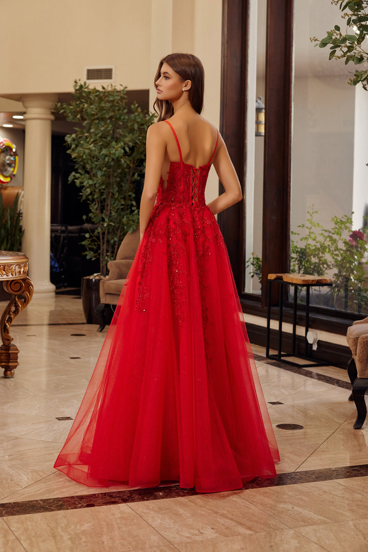 Applique Sleeveless A-line Gown by Nox Anabel H1886