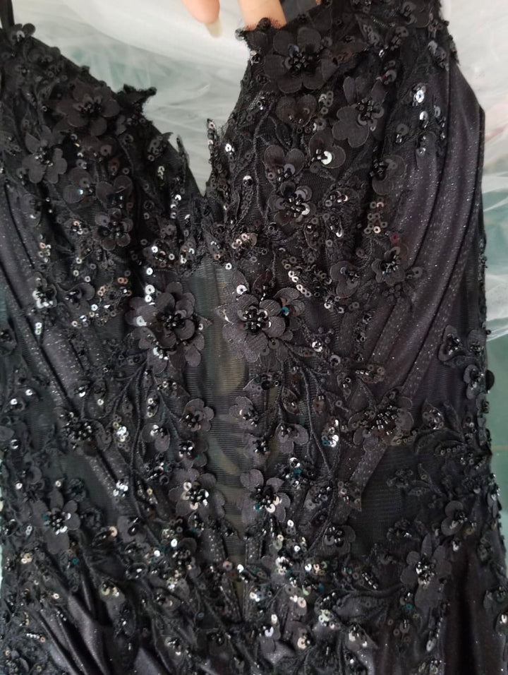 Glitter Satin Strapless Slit Gown by Ladivine CDS521