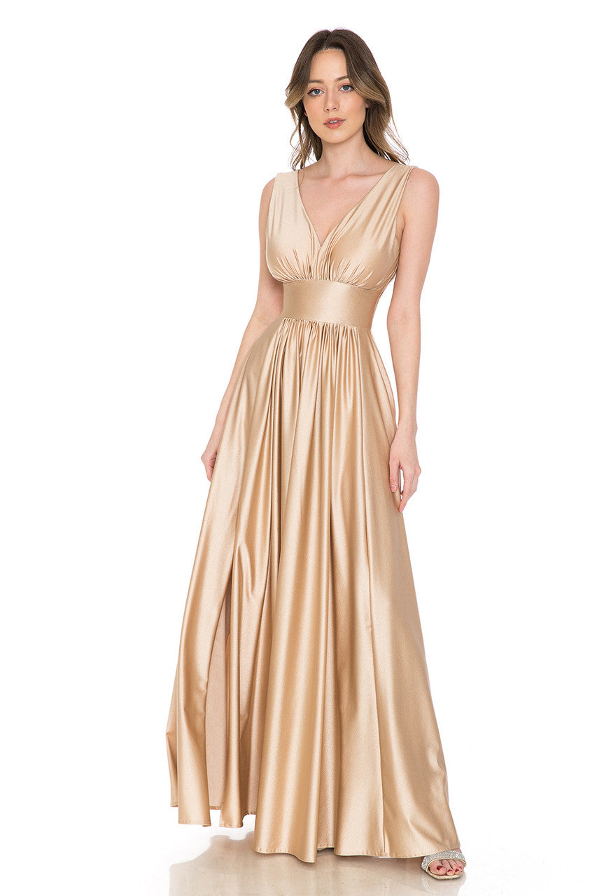 Sleeveless A-line Slit Gown by Lenovia 5232