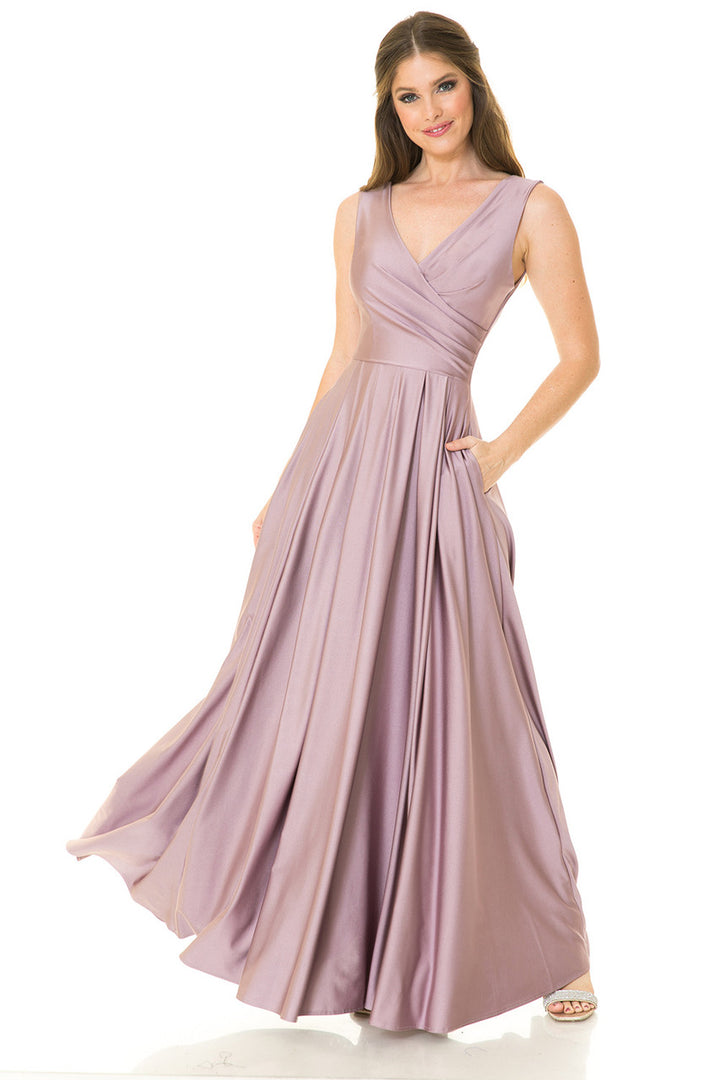 Sleeveless V-Neck A-line Gown by Lenovia 5242