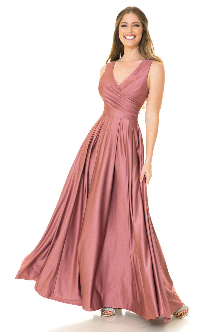Sleeveless V-Neck A-line Gown by Lenovia 5242