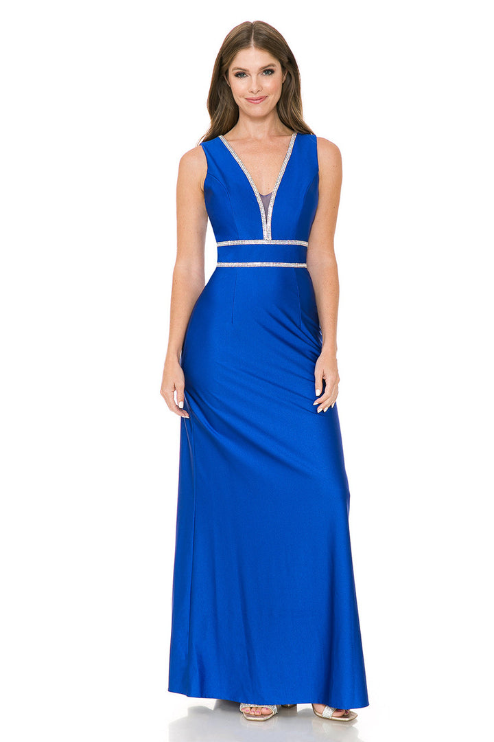 Beaded Satin Fitted Sleeveless Gown by Lenovia 5254