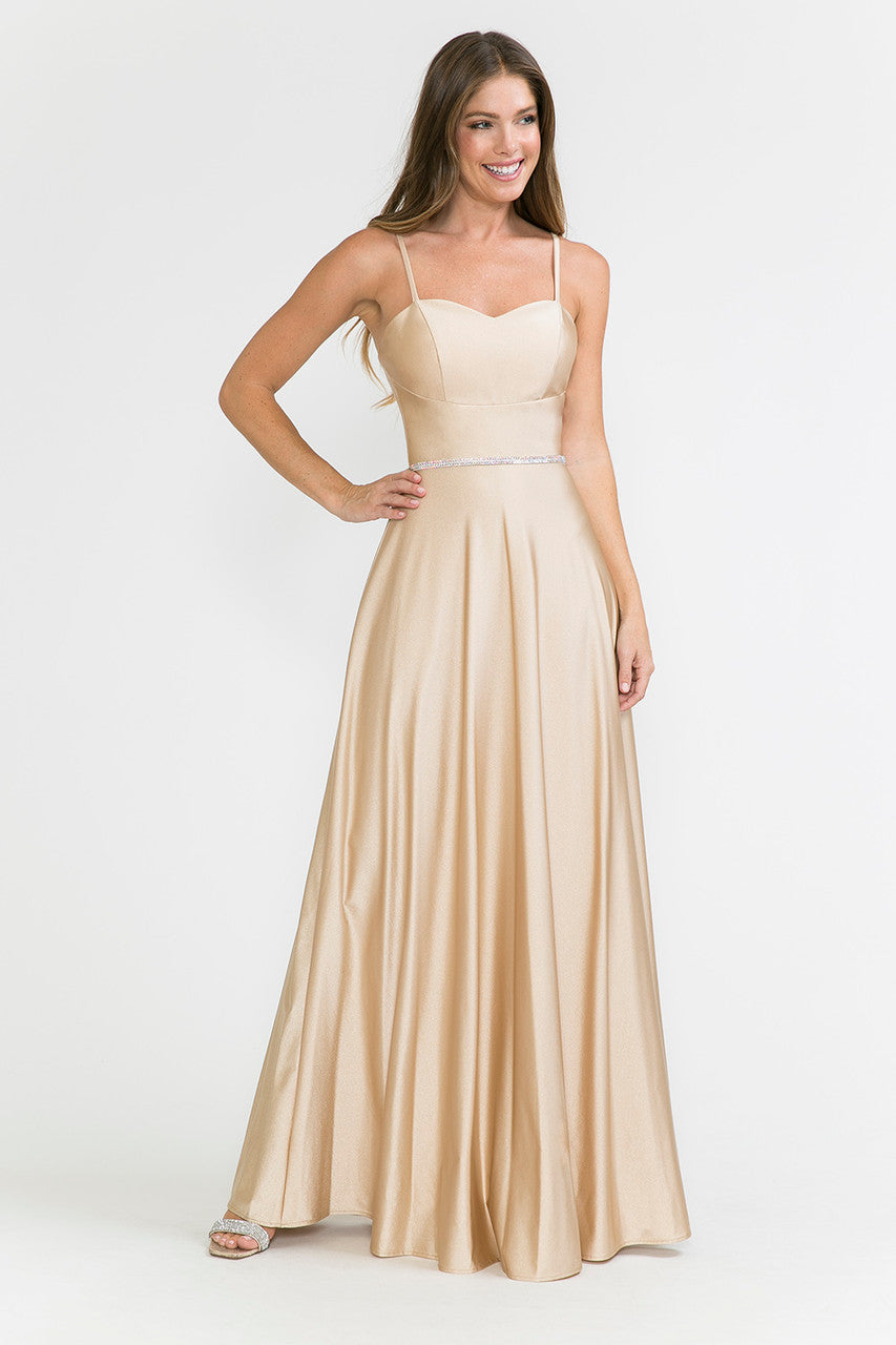 Satin Sleeveless A-line Gown by Lenovia 5260