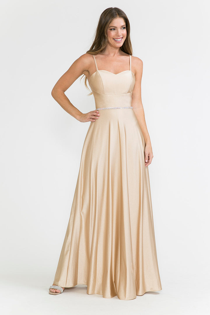 Satin Sleeveless A-line Gown by Lenovia 5260