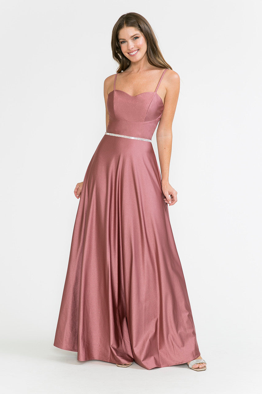 Satin Sleeveless A-line Gown by Lenovia 5260