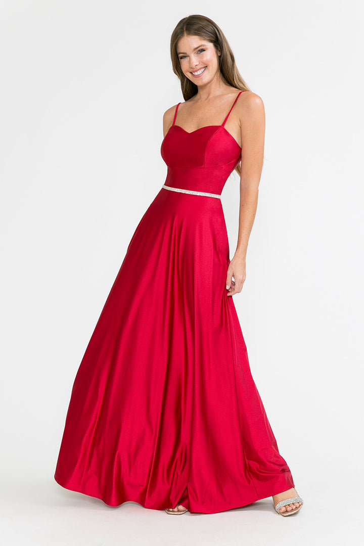 Satin Sleeveless A-line Gown by Lenovia 5260