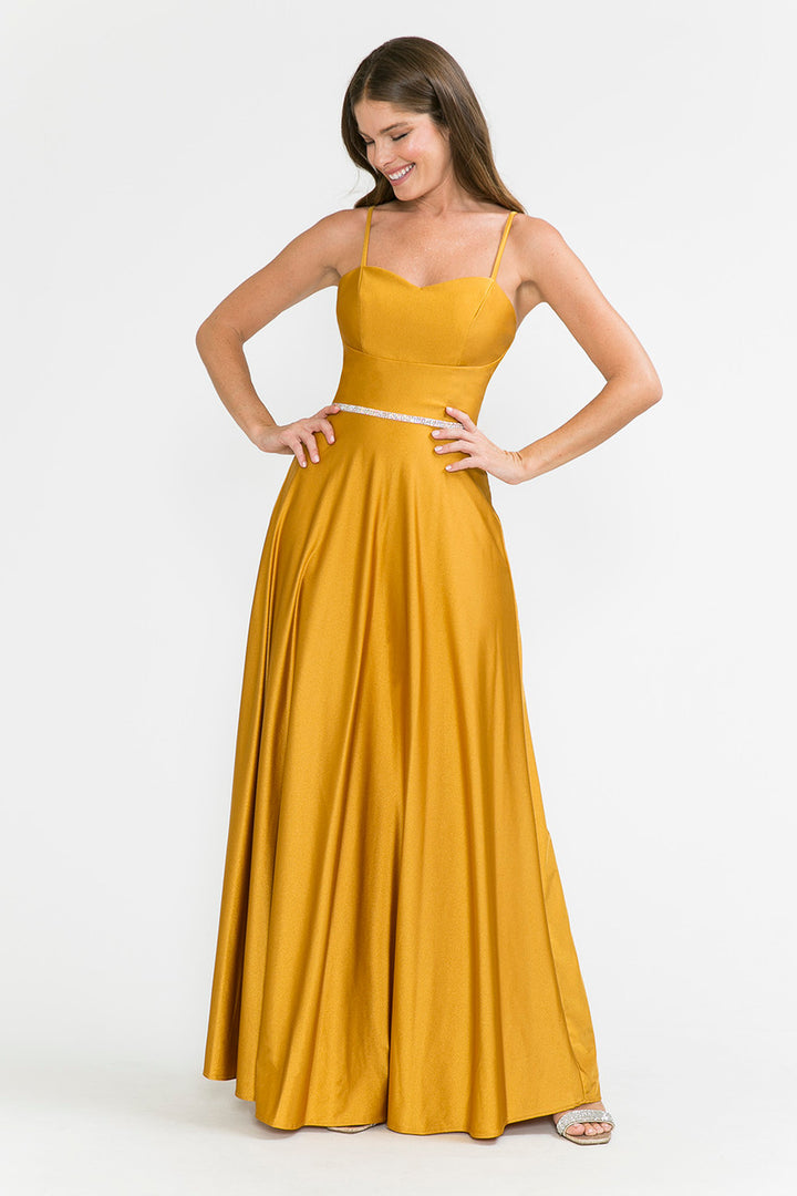 Satin Sleeveless A-line Gown by Lenovia 5260