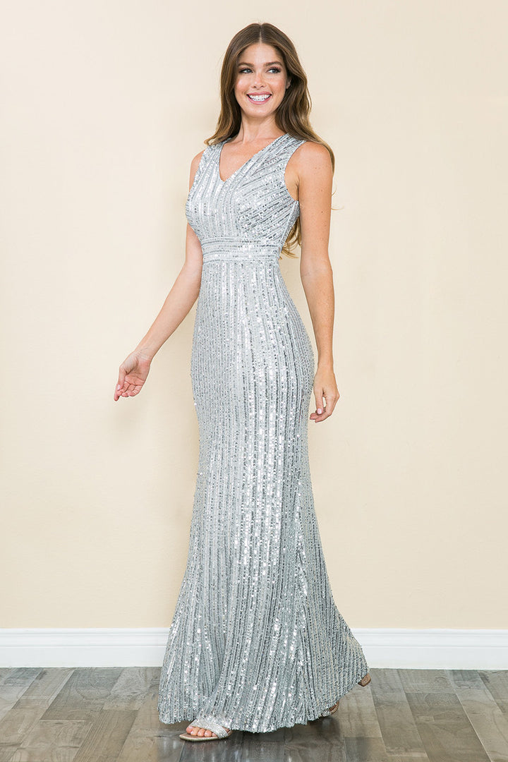 Sequin Fitted Sleeveless Gown by Lenovia 5246