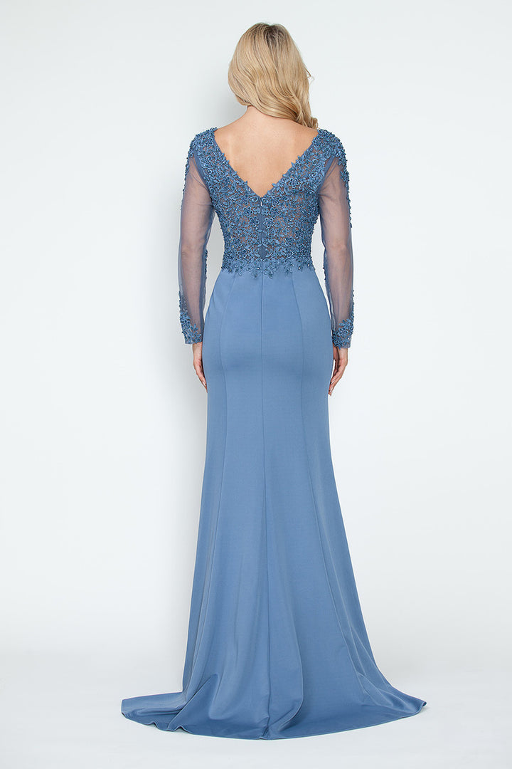 Embroidered Long Sleeve A-line Gown by Lenovia 8323