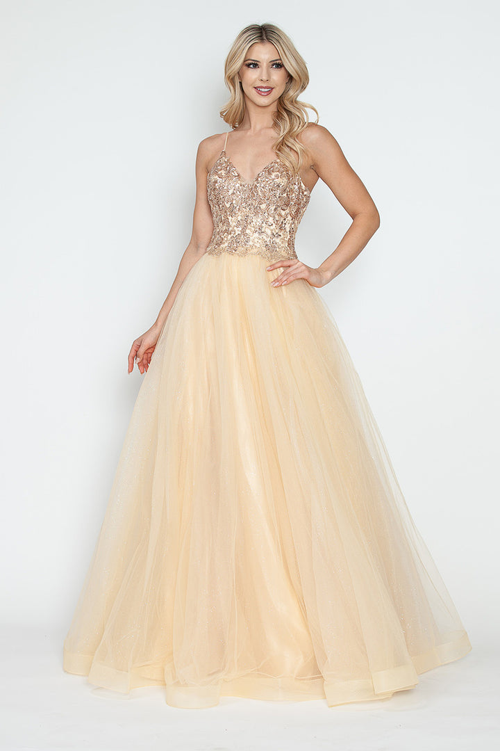 Applique Sleeveless A-line Gown by Lenovia 8236