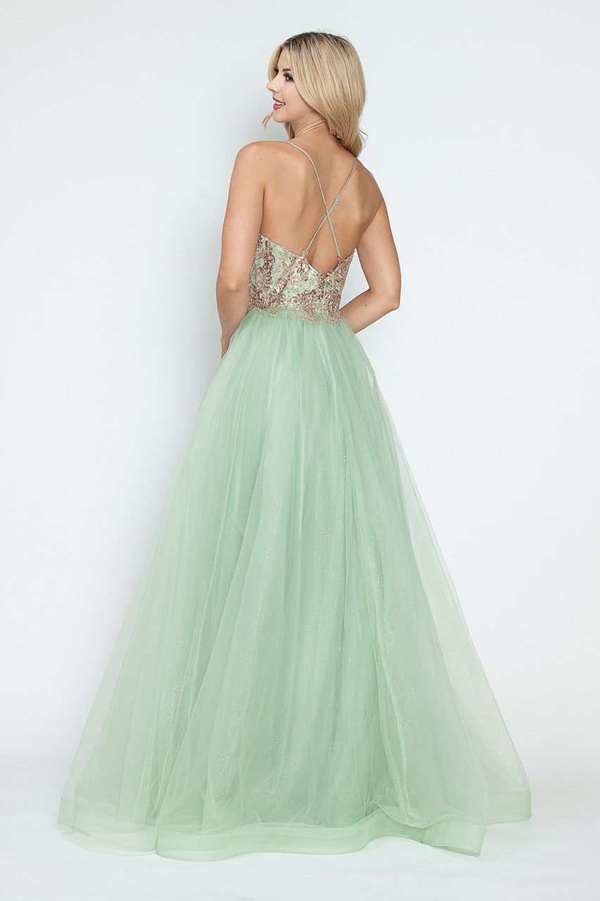 Applique Sleeveless A-line Gown by Lenovia 8236