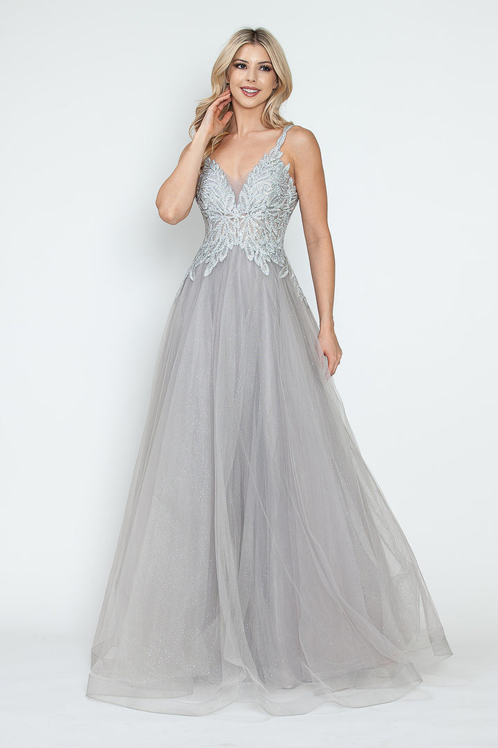 Embroidered Sleeveless A-line Gown by Lenovia 8319