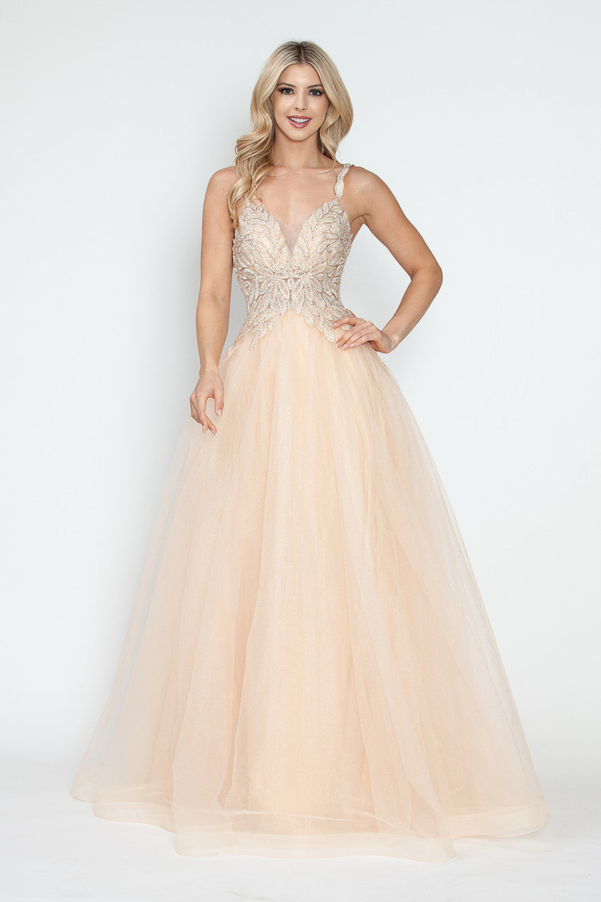 Embroidered Sleeveless A-line Gown by Lenovia 8319