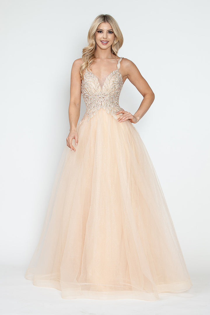 Embroidered Sleeveless A-line Gown by Lenovia 8319