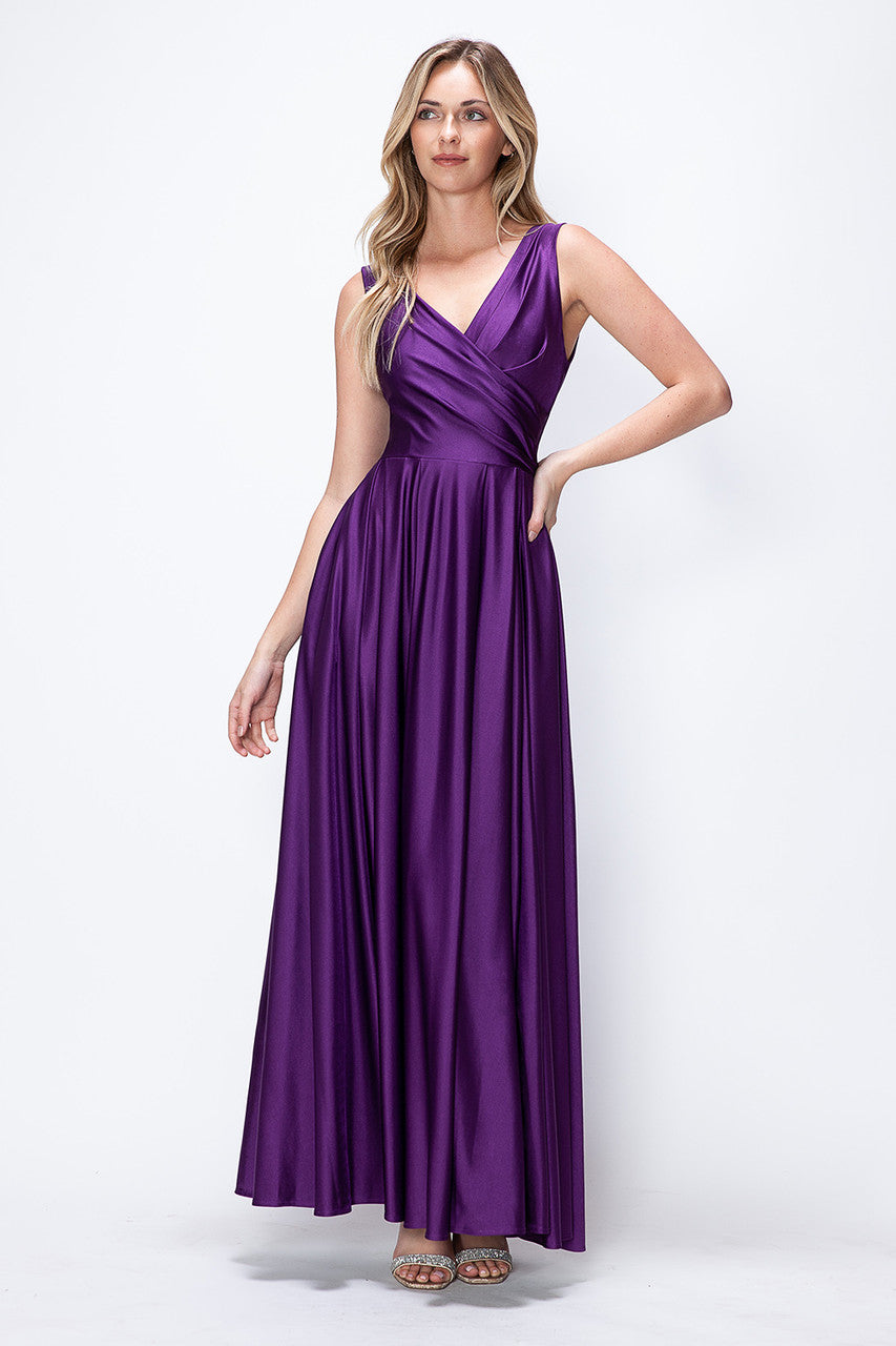 Sleeveless V-Neck A-line Gown by Lenovia 5242