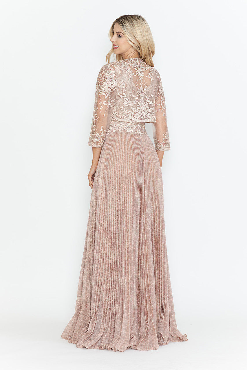 Pleated 2-Piece Jacket A-line Gown by Lenovia 8341