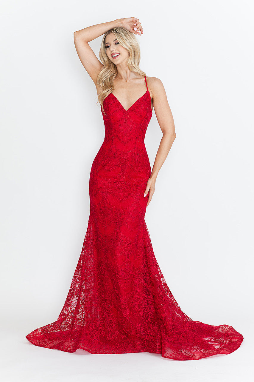 Lace Sleeveless Mermaid Dress by Lenovia 8338