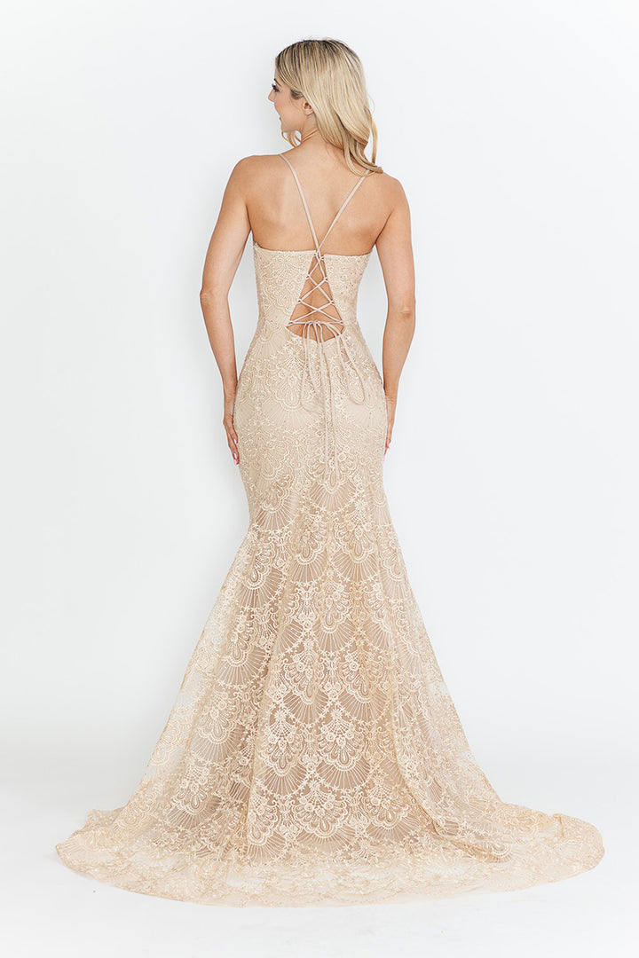 Lace Sleeveless Mermaid Dress by Lenovia 8338