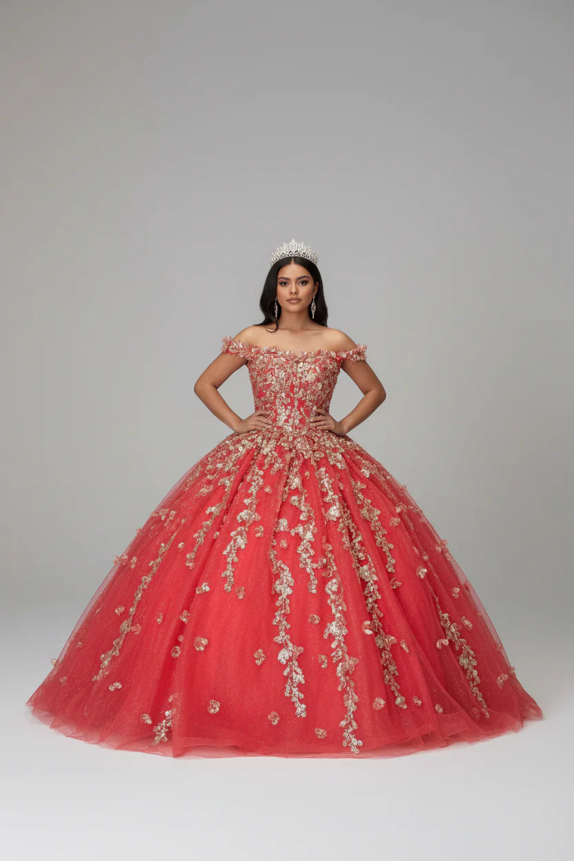 3D Butterfly Off Shoulder Ball Gown by Calla SCL-30021