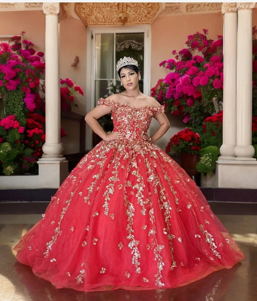 3D Butterfly Off Shoulder Ball Gown by Calla SCL-30021