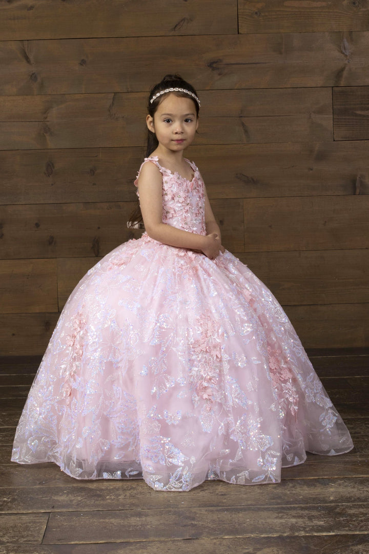 Girls 3D Floral Sweetheart Gown by Calla SCK-323