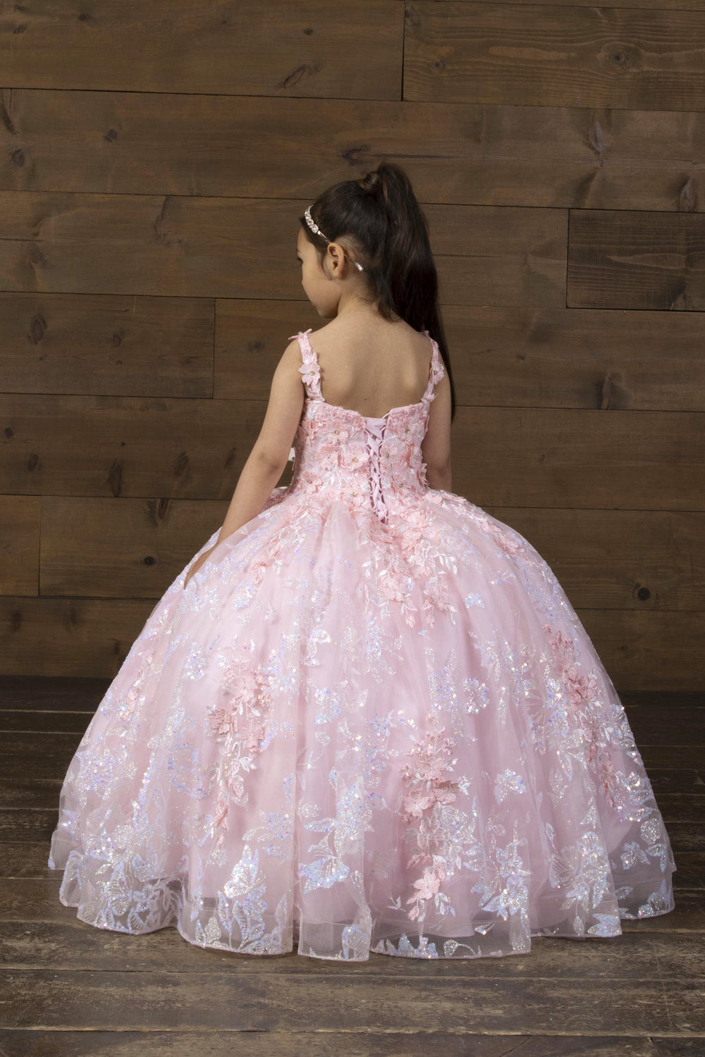 girls formal dresses size 12 Ashley Lauren 8248 Beaded Belt Kids Satin Gown 12 / Peacock (MediumBlue) main image 1