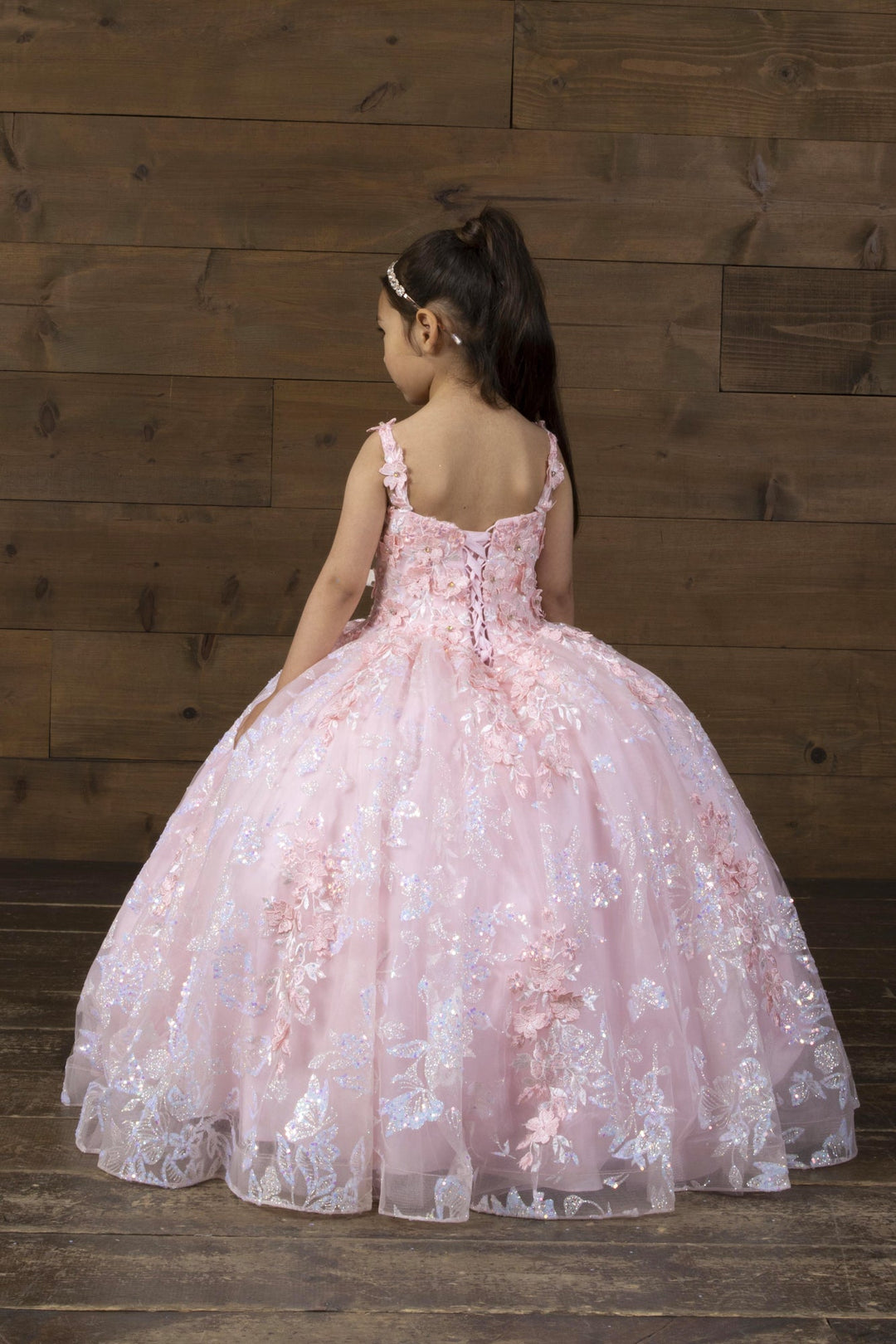 Girls 3D Floral Sweetheart Gown by Calla SCK-323