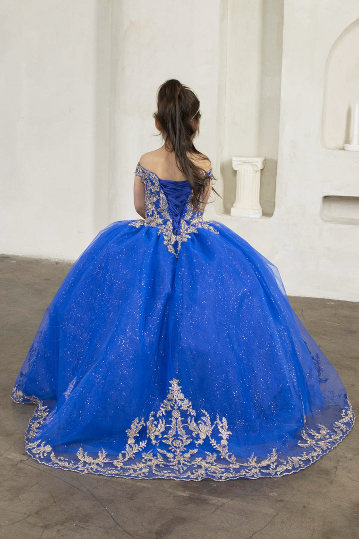 Girls Applique Off Shoulder Gown by Calla SCK-318