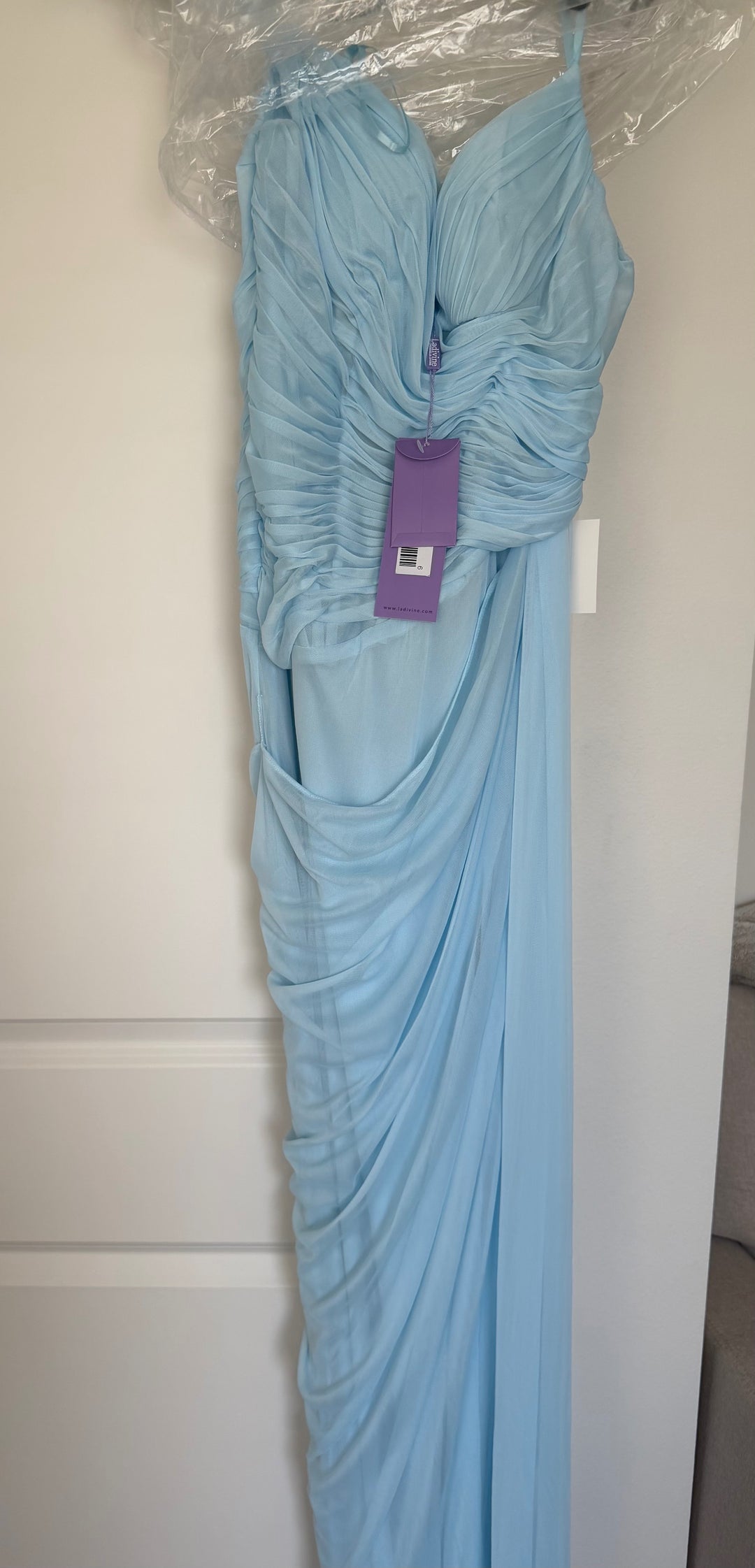 Chiffon Off Shoulder Slit Gown by Ladivine CD406