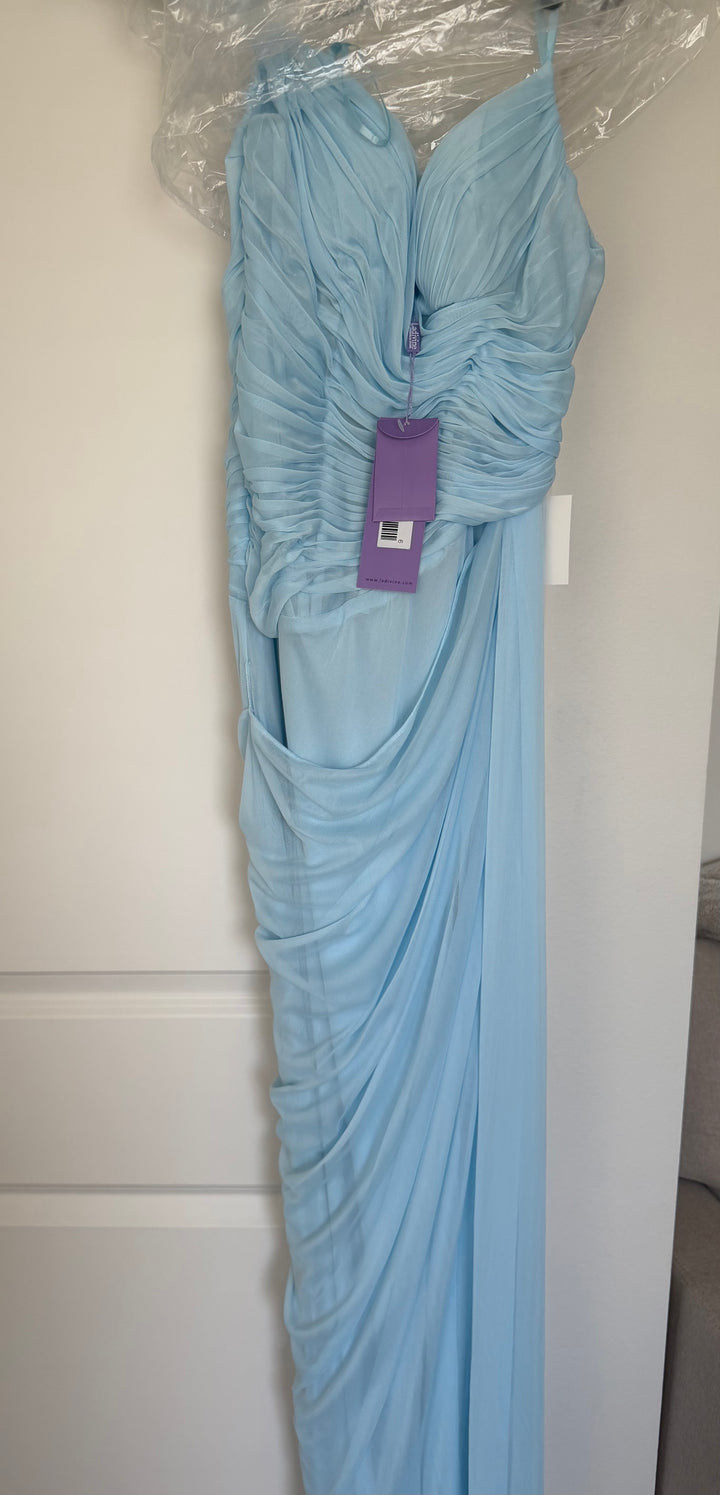 Chiffon Off Shoulder Slit Gown by Ladivine CD406 - Outlet