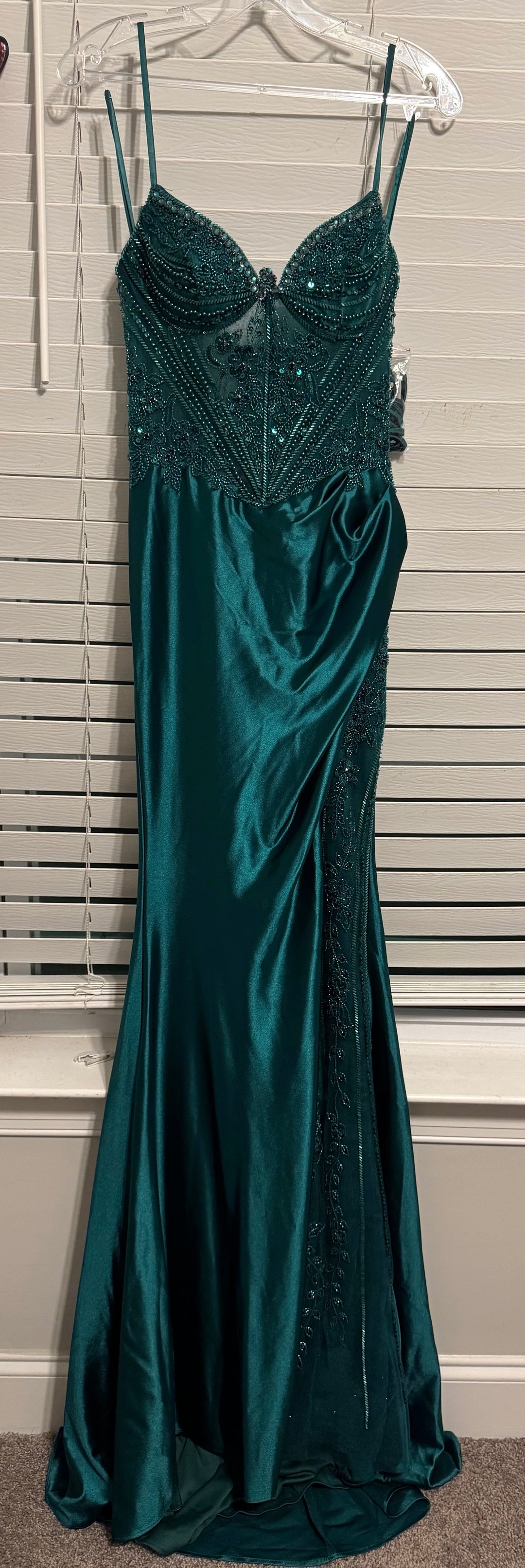 Applique Satin Strapless Gown by Ladivine CC9031 - Outlet