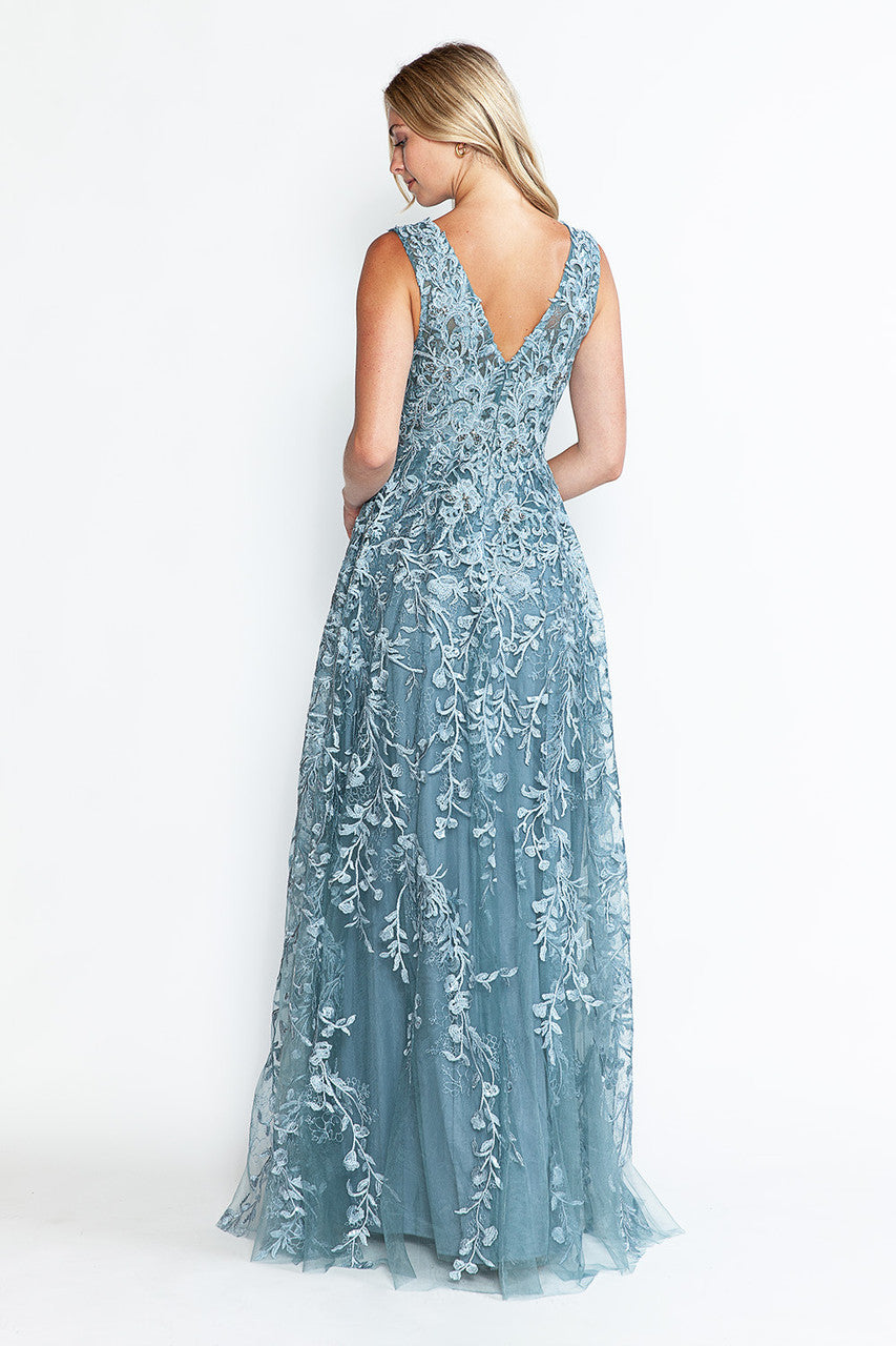 Embroidered Sleeveless A-line Gown by Lenovia 8337