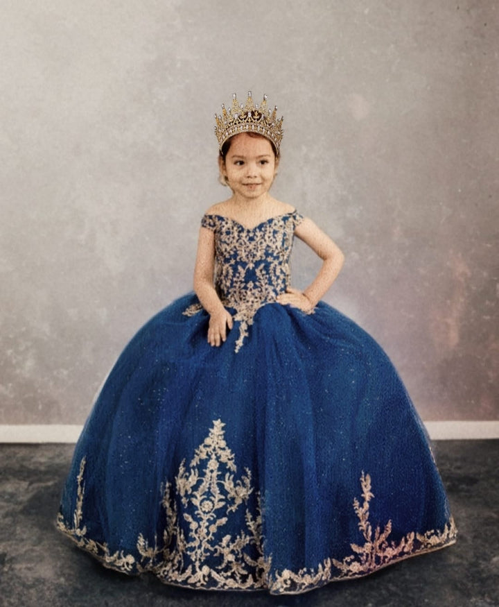 Girls Applique Off Shoulder Gown by Calla SCK-318