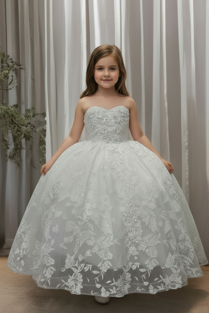 Girls 3D Floral Sweetheart Gown by Calla SCK-323
